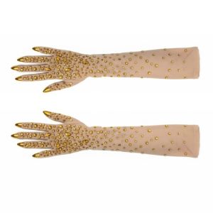 MAOMEI Lấp lánh Găng tay đính đá Sang trọng. Co giãn Găng tay lưới pha lê Thời thượng Thoáng khí Găng tay bảo hộ Đám cưới
