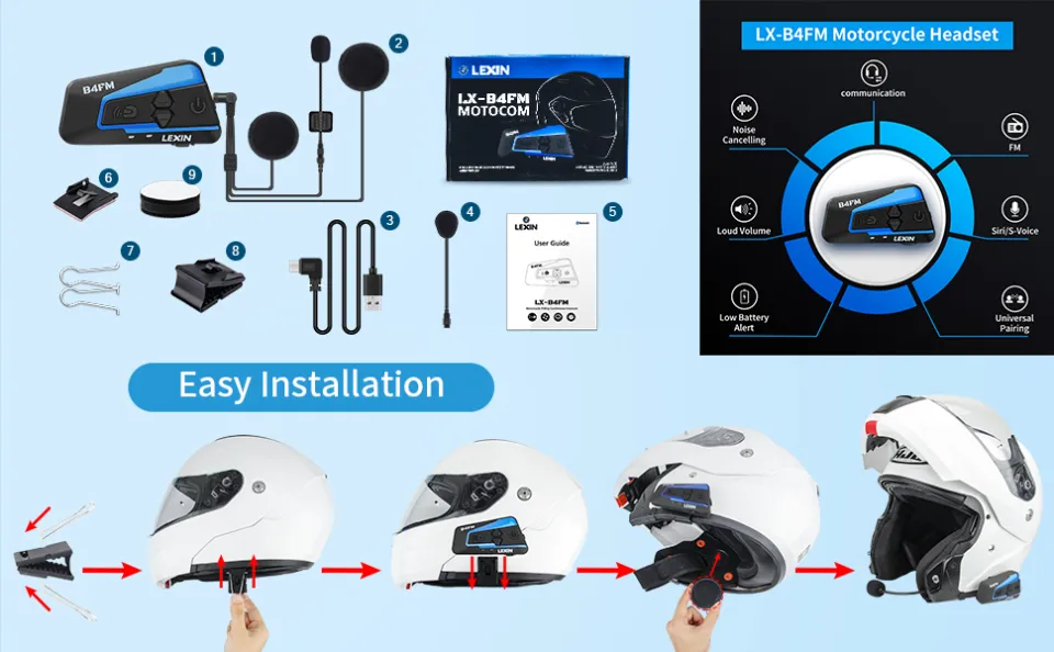 B4fm Motorcycle Communication Systems 2021 LEXIN 1pc LX-B4FM