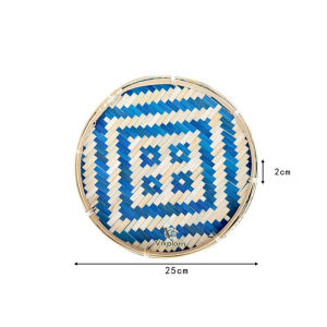 Vixplorn Bamboo Woven Tray Round Fruit Basket Boho Snack Storage Picnic Home Kitchen Wall Decor Food Plate