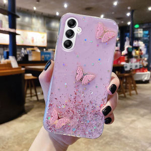 Phone Casing Samsung Galaxy A56 A36 A26 A55 5g A35 5g with Beautiful Butterfly Shiny Sequins Starry Sky Design Transparent Rubber Soft Case Galaxy A35 5g A55 5g Pretty Phone Casing Cover