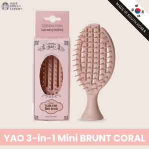 Yao 3-in-1 Mini Brush Brunt Coral (Full Scalp Care Travel-Size Brush)