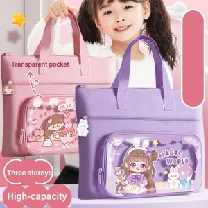 JIYAN2866 Large-capacity Tote School Bag 3-Layer Canvas Art Storage Bag High Quality Tutorial Bag boys girls