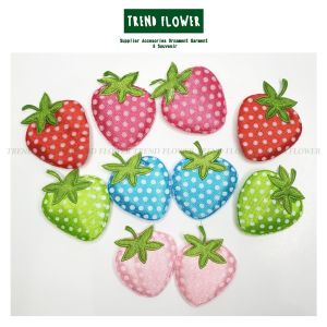 Patch strawberry cetak bahan satin lebar 3cm polkadot bukan patch bordir aplikasi aksesoris