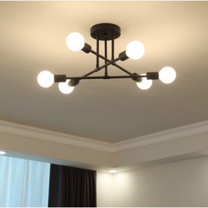 S&K Chandelier Modern Design Ceiling Light Modern Industrial Style 6/8 Heads Light Modern Minimalist Wrought Iron Light  Nordic Style Bedroom Light Home Light