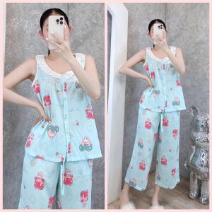 [HCM] Đồ bộ tole nữ bộ lanh mặc nhà quần 8 tấc áo cài nút tole 2 da SHOP5SAO (43-75kg)