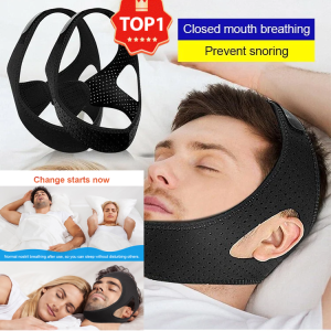 三角形下巴托止鼾带 Breathable Mesh Anti Snoring Mask V Shape Face Strap Adjustable Chin Support Stops Snoring Nighttime Comfort Anti Snoring Mask Jaw Positioning Strap Nighttime Snore Solution Breathable Washable Adjustable