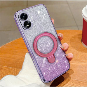 Casing Magsafe Oppo A18 A38 Luxury Gliter Premium TPU Ring Magnetic Soft Case
