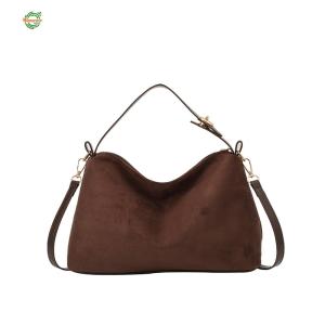 Women Faux Suede Handbag Solid Color Underarm Bag Hobo Bag for Daily School Travel[Winnereco World]