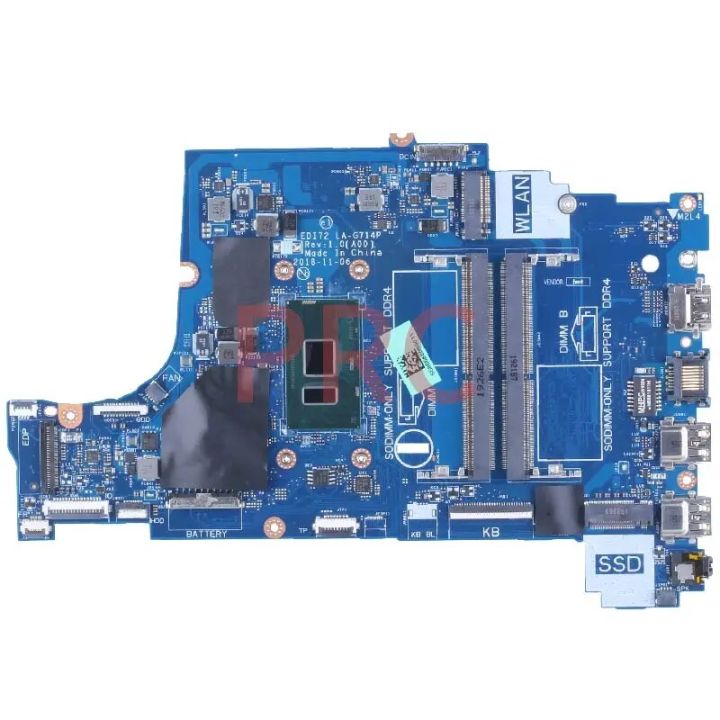 For DELL Inspiron 3481 3581 3781 3584 Laptop Motherboard LA-G713P LA-G714P  with Core I3 DDR4 Notebook Mainboard