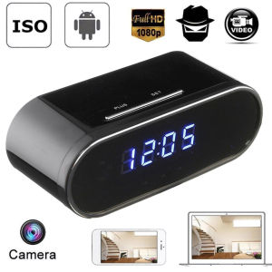 MC กล้องสอดแนมกล้องซ่อนนาฬิกา WiFi 1080P กล้อง IP แบบไร้สายเครื่องบันทึกวีดีโอสำหรับตรวจสอบการรักษาความปลอดภัยภายในบ้านกล้องสอดแนมการตรวจจับการเคลื่อนไหวมองเห็นกลางคืนมุม ° 140