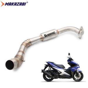 MAKAZABI Motorcycle Exhaust System Middle Pipe Header Slip on for YAMAHA NVX 155 125 NVX155 AEROX155 2016-2021 Nmax 2020 2021 Nmax V2 SLIP-ON Without Muffler