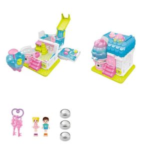 OUTOPEN Sáng tạo Đồ chơi mô phỏng nhà chơi Có thể mở rộng 3D Đồ chơi mô hình biệt thự thu nhỏ Trò chơi giáo dục thú vị với ánh sáng và âm nhạc Đồ chơi lâu đài công chúa mô phỏng Quà sinh nhật cho trẻ em