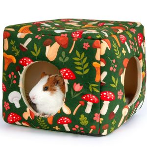 NEXASHOP Washable Guinea Pig Hideout with Cushion Large Size Chinchilla Hamster House Cozy Non-slip Small Pet Bed Rabbit