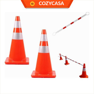 【COZYCASA】70cm High Quality PVC Reflective Unbreakable Safety Cone/ Retractable 2.2 Meter Traffic Cone Bar
