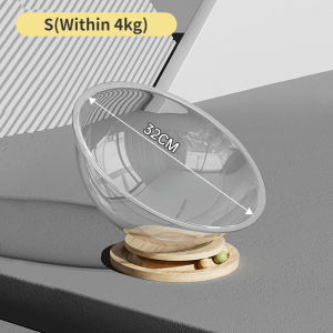 SKISOPGO Space Capsule Cat Bed with Track Balls Toy Indoor Cats Small Pets Bed Solid Wood Stand Stable All Seasons Universal Kitten Nest Transparent Cat House