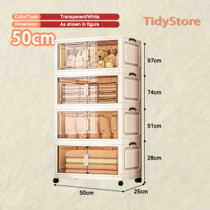 【TidyStore】 Home Foldable Storage Cabinet  Storage Box  Wardrobe Organizer  (1-5 Layers)  2 Doors Multipurpose Foldable Stackable Storage Cabinet Box With Roll