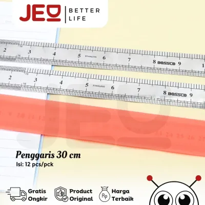 Grosir!!! (Harga 1 LUSIN) Penggaris besi 30 cm stainless steel ruler penggaris besi