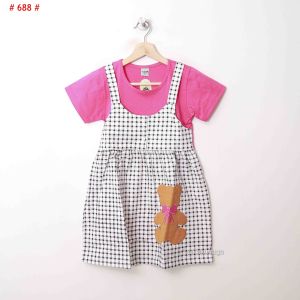 Baju Dress Anak Cewek Perempuan Usia Tanggung Umur 5 6 7 8 Tahun Bordir Bear Cute
