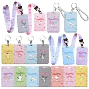 ROBERTA Kawaii Portable Student Melody Cinnamoroll Meal Card Credit ID Card Kt Cat Lanyard Card Case Storage Card Cover KeyChain Cartoon Card Holder