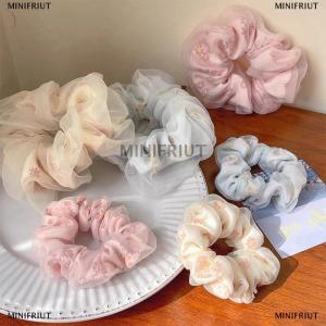 [COD] MINIFRIUT Double Layer Silk Organza Scrunchies Sweet Flower Hair Band For Girls Ponytail Holder Rubber Bands Hair Ties Hair Accessories