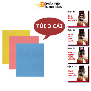 Gói 3 cái khăn lau đa năng không trầy xước Scotch-Brite  18 x 20cm 3M - Tốc độ 247 thấm hút gấp 20 lần không gây trầy xước