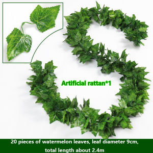 2.4M simulation grape leaves watermelon leaves green dill leaves garland green plants plastic vine leaves home garden decoration