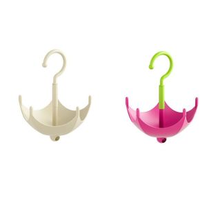 ILOIQD 2Pcs Plastic Umbrella Shape Hooks 5 Claw Punch Free Umbrella Rotation Coat Hanger Portable Rotatable Bag Hooks for Home
