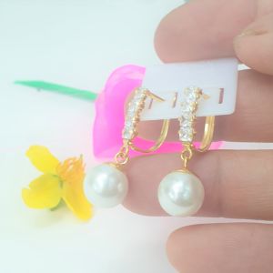 (Có Ký Hiệu-Dùng Như Vàng) Bông Tai Kiểu Ngọc Dáng Thả Xoàn Cao Cấp-Dùng lâu dài tắm rửa thoải mái không phai không kiêng mồ hôicó pha vàng bên trong