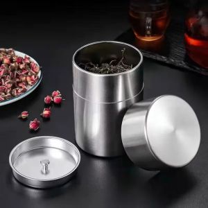 SKJK STUDIO Chống mùi Hộp trà hai lớp Nắp đậy kín khí Thép không gỉ 304 Hộp trà Cấp thực phẩm Hũ kín Hộp đựng trà Sắp xếp nhà bếp