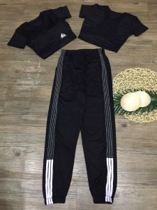 [FreeshipMAX] B013 Bộ Jogger Nữ Chỉ Nổi Áo Croptop Phối Lưới Tập Thể Thao Gym Yoga Zumba Earobic HCM