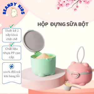Hộp đựng sữa bột thức ăn dặm cho bé kèm thìa gạt tiện dụng đi học đi chơi du lịch picnic MB01 Beandy Kids