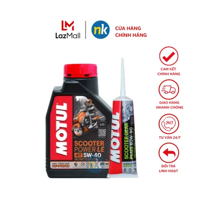 Motul Scooter Power LE 5W40 800ml tặng nhớt hộp số Motul Gear 80W90 - Nhớt cao cấp cho xe tay ga đời mới