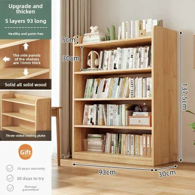 Solid Wood Bookshelf Cabinet Light Luxury Storage Shelf Cabinet Fashionable Floor Standing Bookcase