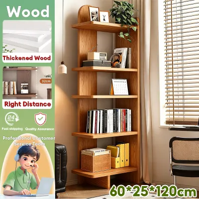 SUNNY 3 Color Wooden Book Shelf Corner Book Rack Multi-Layer Corner Storage Rack For Living Room