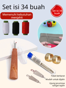 [Great Value Set 34 Buah] Set Alat Jahit Jarum Baja Bermata Besar - Peralatan Jahit Rumah - Cocok untuk Perbaikan Pakaian dan Kerajinan Tangan - Jarum Baja Bermata Besar Tahan Karat dan Tidak Mudah Pecah