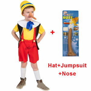 The Adventures of Pinocchio cosplay costume for kids baby boy Long nose puppet toy Halloween