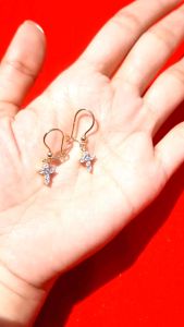 Anting Rohani Kristen Katolik Anting Salib Mata Zircon Perhiasan Lapis Emas-EH 001