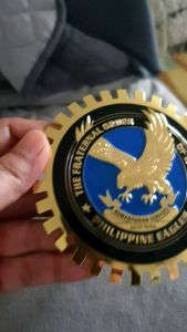 Eagles emblem in gold 4 inches 3d design screw type TFOE PE