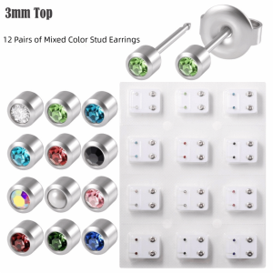 XYAX Thép không gỉ Bộ dụng cụ xỏ khuyên tai 3mm/4mm loại cao cấp. Ngôi sao Bông tai đính đá Thay thế khuyên tai Trang trí đá pha lê Dụng cụ xỏ khuyên tai Tự làm khuyên tai