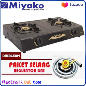 KOMPOR GAS MIYAKO 2 TUNGKU KG 202CE - Bahan Teflon Hitam
