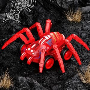 ALLLUCK Movable Joints Inertia Spider Car Friction Powered Shockproof Spider Toy Car Funny Simulation Design Spider Stunt Vehicle For Boys Girls Gift