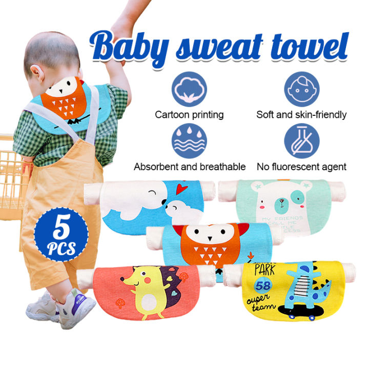 5PCS%20Baby%20Back%20Towel%20Cotton%20Sweat%20Absorber%20with%20Cartoon%20Design%204%20Layers%20%20for%20Children%20Toddler%20Kids%20different%20patterns%20Set%20-%20Image%202
