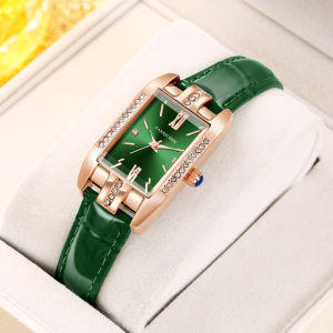 Women Luxury Wristwatch Rectangle Retro Fashion Luxury Rhinestone Leather Strap Quartz Wrist Watch