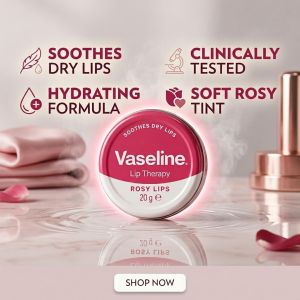 Vaseline Lip Therapy Rosy Lips Tin (20g) Tinted Moisturizing Lip Balm Soft Pink Glow Heals Dry Lips