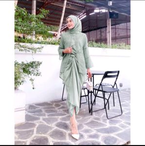 One Set Kondangan Rok Lilit Clarisa Outer Brokat Outfit Setelan Wanita Kekinian