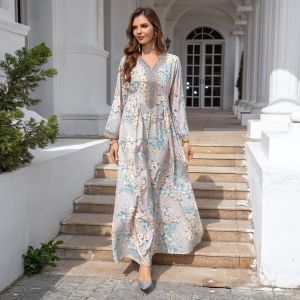Muslim robe new Abaya loose evening dress printed robe dress
