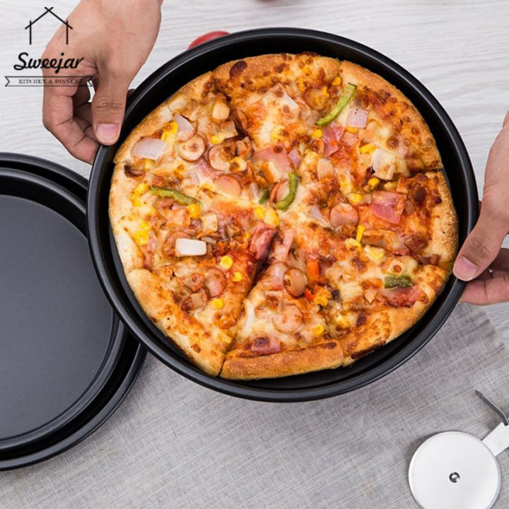 SWEEJAR 1PC Non-Stick Pizza Pan Carbon Steel Baking tray Pizza