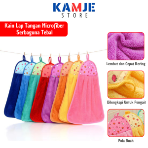 KAMJE Kain Lap Tangan Microfiber Gantung Wastafel Serbet Dapur Handuk Lembut Tebal Serbaguna