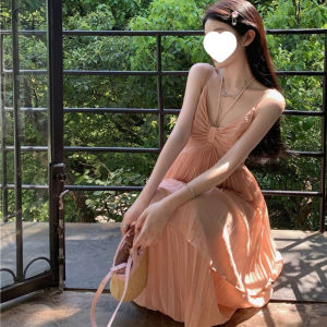 #COD Women Dress Princess Ruffle French Style Hanging Neck Temperament Casual Seaside Vacation Dress