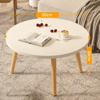 Serene Solid wood small coffee table simple white circular table and chairs balcony coffee table mini leisure table